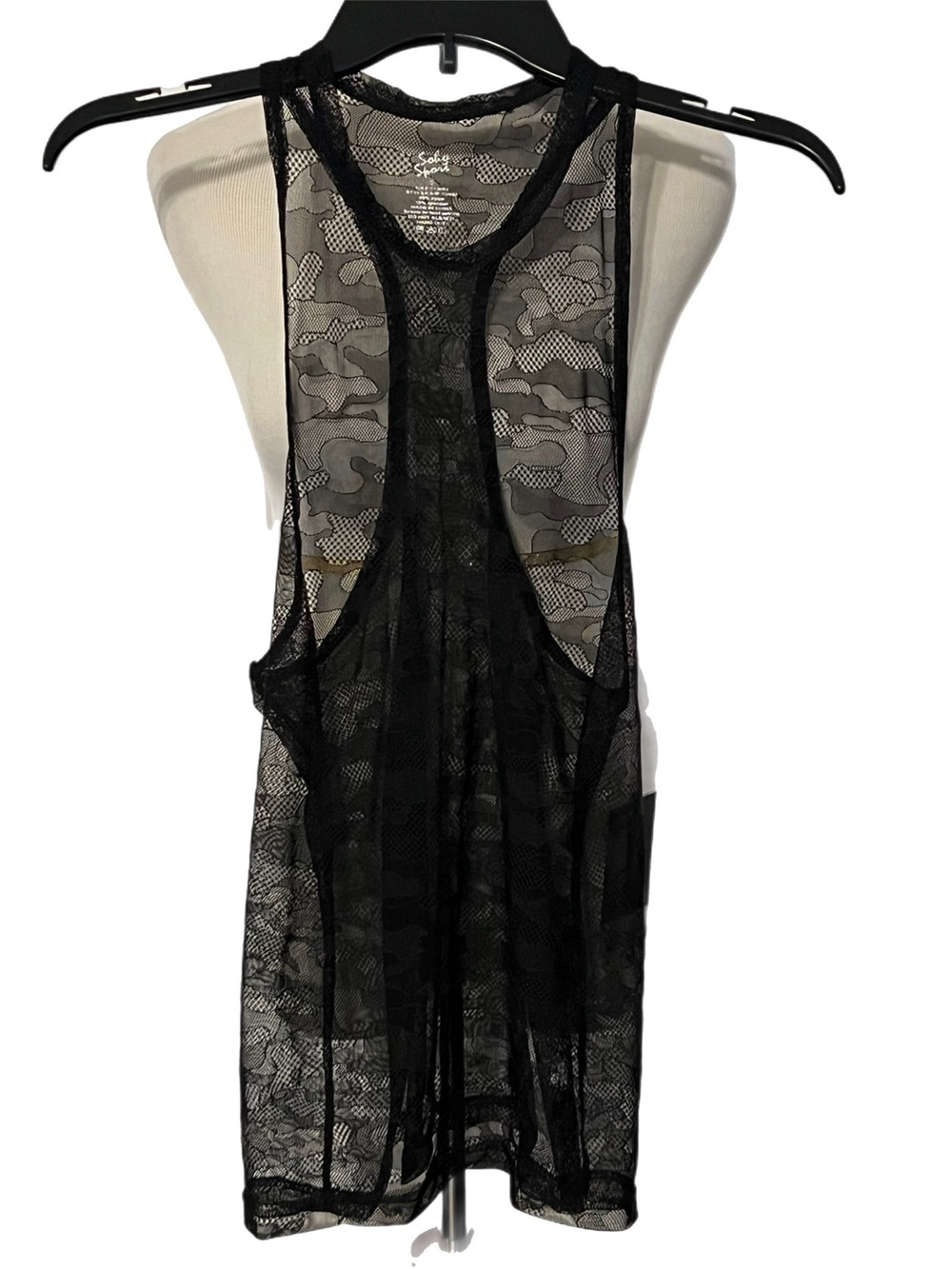 NWT Soho Sport Black Sheer Mesh Active Tank Top